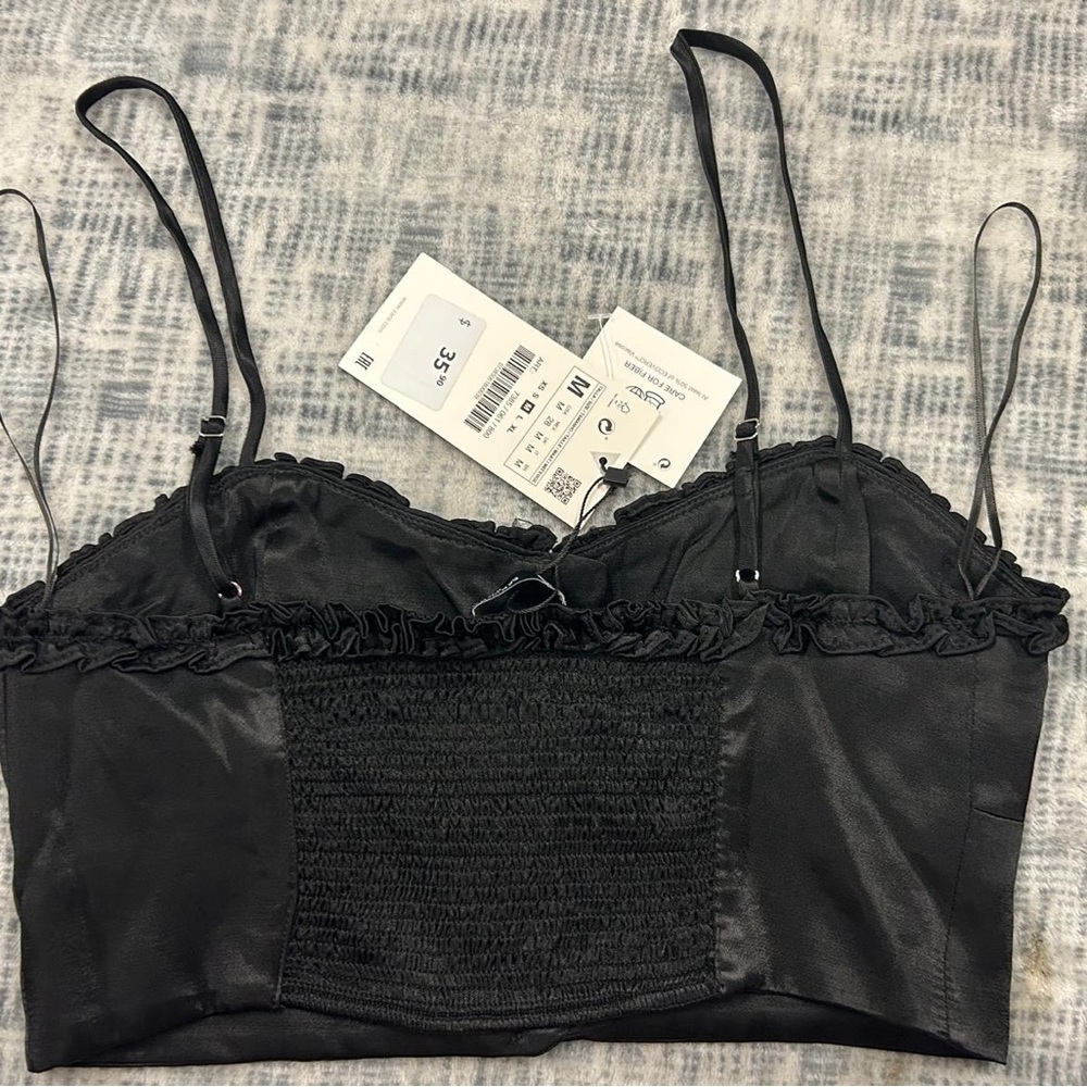 Zara Black Ruffle Detail Top - Picture 3 of 6